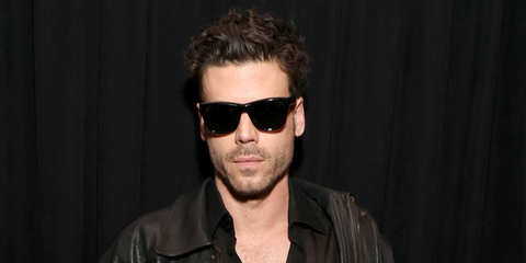 Canadian actor Francois Arnaud of the hit show Heated Rivalry was seen wearing black Saint Laurent Sun SL 816 001 sunglasses at the Saint Laurent Grammy Awards 2026 after party.
