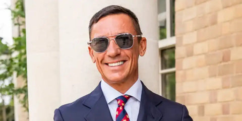 Professional jockey Frankie Dettori was seen wearing Randolph Aviator Matte Chrome AF085 sunglasses