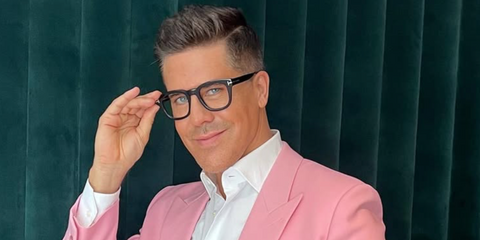 Swedish real estate broker and television personality Fredrik Eklund was seen wearing black Tom Ford TF5870-B 001 Blue Control optical glasses in his Instagram post. Shop online now on Pretavoir