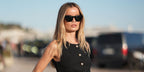 Norwegian model Frida Aasen was seen wearing black Saint Laurent Sun SL 276 Mica 032 cat eye sunglasses in Ibiza, May 2025