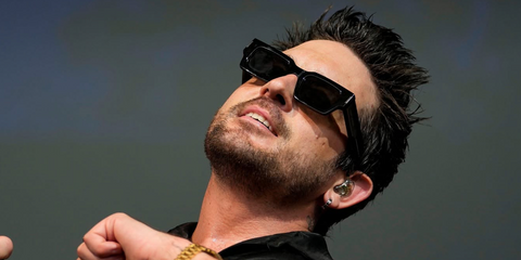 Rapper G-Eazy was seen wearing black Saint Laurent SL 572 001 sunglasses onstage at Fever Fest during WNBA All Stars 2025
