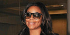 Gabrielle Union was seen wearing Ray-Ban Boyfriend RB 4147 6095/85 sunglasses with brown gradient lenses