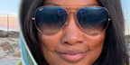 Haitian-American actress and television personality Garcelle Beauvais was seen wearing silver Ray-Ban Aviator 3025 003/3F sunglasses with blue gradient lenses in her Instagram post, January 2026.