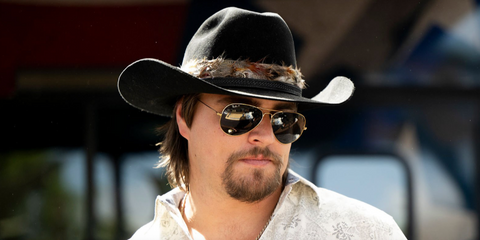 American country singer Gavin Adcock was seen wearing gold Ray-Ban Aviator RB 3025 9196/48 sunglasses with black Polarised lenses during day two of Stagecoach Music Festival 2026.