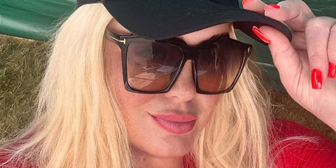 Gemma Collins was seen wearing black Tom Ford Sabrina-02 TF764 01B sunglasses with brown gradient lenses in her Instagram selfie, August 2025.