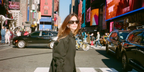 American actress Genesis Rodriguez was seen wearing black Bottega Veneta BV1303S 001 Intrecciato sunglasses while in New York City promoting Lioness series, shared on Instagram