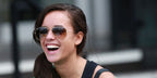 English actress Georgia May Foote was seen wearing Ray-Ban Aviator RB 3025 9001/A5 sunglasses with brown pink gradient lenses