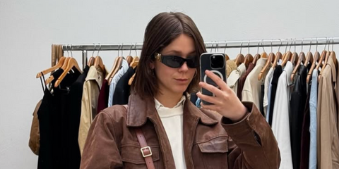 Spanish actress Georgina Amoros was seen wearing black Versace 4480U GB1/87 sunglasses in her Instagram post, April 2025. Shop online now on Pretavoir