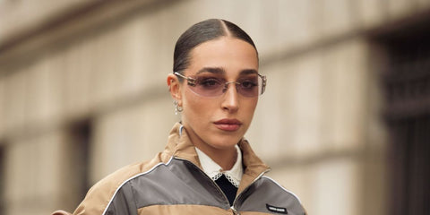 Italian internet personality Ginevra Mavilla was seen wearing Miu Miu MU A51S ZVN90O rimless sunglasses with pink lenses at the Miu Miu Fall/Winter 2025 fashion show during Paris Fashion Week. Shop online now on Pretavoir