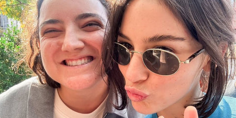 Gracie Abrams, pictured with a fan, was seen wearing gold Persol Ida 1018S 515/58 Polarised round sunglasses