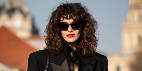 Italian actress Greta Ferro was seen wearing matte black Givenchy Giv Cut GV40049I 02A sunglasses at the Givenchy Fall/Winter 2023 fashion show during Paris Fashion Week