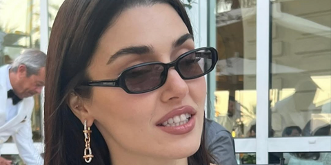 Turkish actress Hande Ercel was seen wearing black Saint Laurent Sun SL 872 Erin 001 sunglasses in her Instagram post, June 2026
