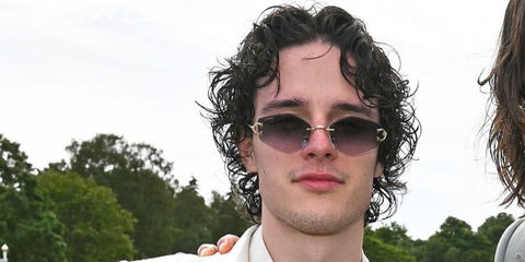 Actor Hary Collett was seen wearing gold Cartier CT0620S 004 rimless sunglasses at the Cartier Queen's Polo Cup World Cup 202 in Egham, England.