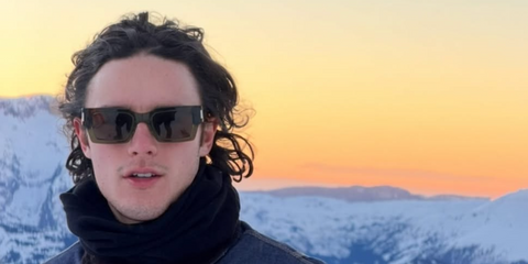 Celebrity and actor Harry Collett was seen wearing transparent green Saint Laurent SL 572 005 sunglasses in his Instagram post, December 2025.