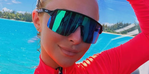 Hayden Panettiere was seen wearing black Oakley Sutro Lite OO9463 49 sunglasses with Prizm golf lenses in Tahiti