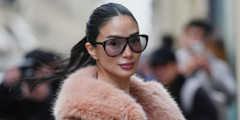 Filipina creator Heart Evangelista was seen wearing black Saint Laurent SL 731 GASPAR 001 sunglasses at the Celia Kritharioti Haute Couture Spring/Summer 2026 fashion show during Paris Couture Week
