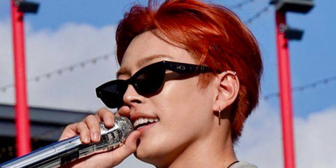 South Korean rapper and singer Hongjoong of K-Pop group ATEEZ was seen wearing black Coach Cad28 HC8420U 5002/87 sunglasses during the "Towards the Light : Will to Power" tour in New York City, July 2025.
