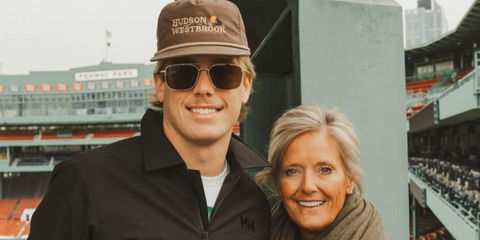 Singer-songwriter Hudson Westbrook was seen wearing gold Gucci GG1957SA 002 square sunglasses with brown lenses following his Boston performance in March 2026.