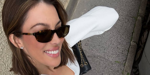 French television personality and Miss Universe 2016 Iris Mittenaere was seen wearing tortoiseshell Miu Miu MU A06S 14L09Z sunglasses in her Instagram post, April 2025. Shop online now on Pretavoir