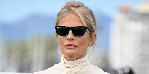 Italian actress Isabella Ferrari was seen wearing black Saint Laurent Sun SL 737 Mica Thin 001 sunglasses at the Roma Elastica photocall during Cannes Film Festival 2026.