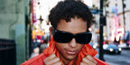 Actor and musician Jaafar Jackson was seen wearing black Saint Laurent Sun SL 901 HOWL 001 pillowed sunglasses in an Interview Magazine feature, April 2026 promoting his new film Michael about Michael Jackson.