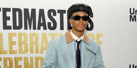 Jabari Banks was seen wearing black Prada PR 09ZS 16K30L sunglasses to attend the UnitedMasters, A Celebration Of Independence At The 65th GRAMMY Awards at Hollywood Palladium, Los Angeles