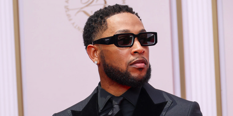 Singer and actor Jacob Latimore was seen wearing black and white Prada PR 06YS 09Q5S0 sunglasses at the BET Awards 2025 in Los Angeles.