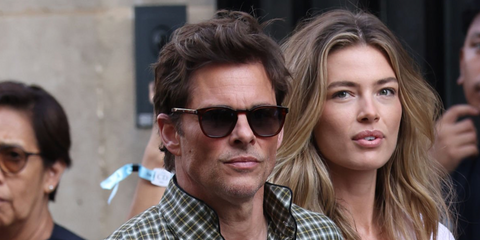 James Marsden was seen wearing tortoiseshell Saint Laurent Sun SL 28 048 sunglasses at Dior Menswear Spring/Summer 2027 fashion show during Paris Men's Fashion Week.