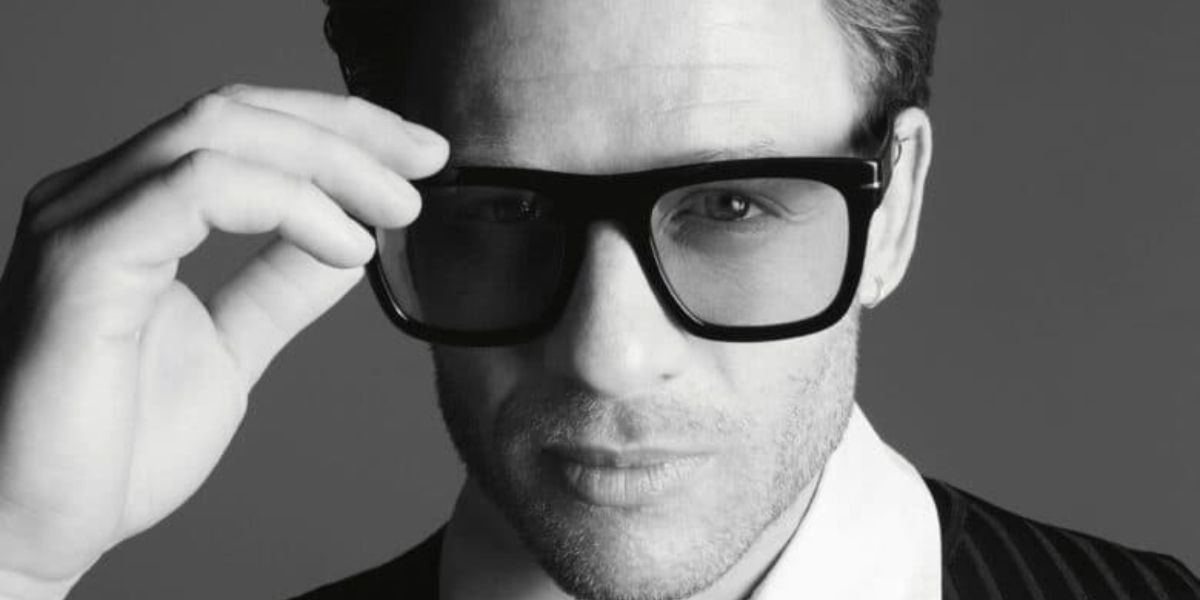 Actor James Norton was seen wearing black David Beckham DB 7020/BOLD 807  optical glasses in a Hunger Magazine feature, July 2024. Shop online now on Pretavoir