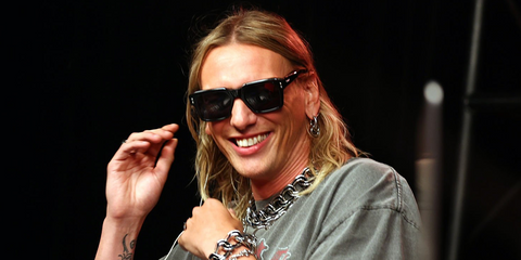 Jamie Campbell Bower was seen wearing black Akoni Pegasus-Two AKS 535 A sunglasses onstage during San Diego Comic Con 2026 Party