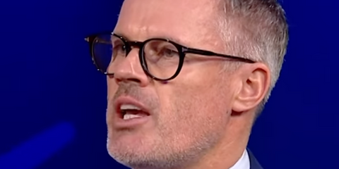 Jamie Carragher wears Tom Ford TF5401 052 optical glasses in a TV appearance