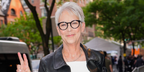 Jamie Lee Curtis was seen wearing black Gucci GG1822O 001 round optical glasses at the Amazon 2025 Upfront in New York City. Shop online now on Pretavoir