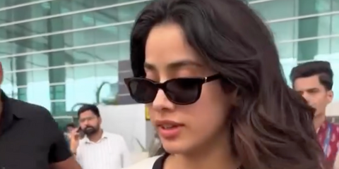 Bollywood actress Janhvi Kapoor was seen wearing black Saint Laurent Sun SL M160 001 sunglasses at Mumbai airport