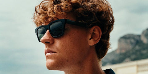 Jannik Sinner was seen wearing black Gucci GG2089S 001 sunglasses on the cover of Telegraph Luxury June 2026 issue.
