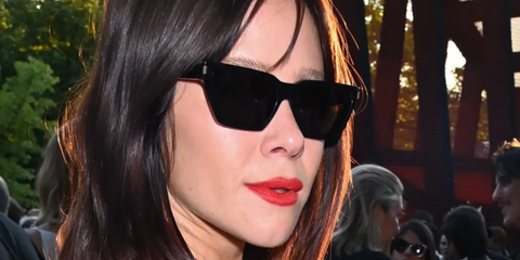 Celebrity, actress, and socialite Jazzy De Lisser was seenw earing black Saint Laurent Sun SL 633 Calista 001 sunglasses at the Serpentine Summer Party 2024 in London.