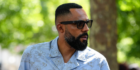 German-Cameroonian creative director and style icon Jean-Claude Mpassy was seen wearing Ray-Ban Meta Wayfarer RW4008 601S/1M Photochromic Smart Glasses during Paris Men's Fashion Week season Spring/Summer 2026