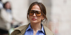 Jennifer Lopez was seen wearing black Bottega Veneta BV1274S 002 aviator sunglasses with yellow lenses in Paris, June 2026.