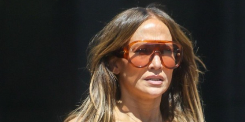 Jennifer Lopez was seen wearing brown tortoise Bottega Veneta BV1345S 007 sunglasses in Santa Monica, September 2026.