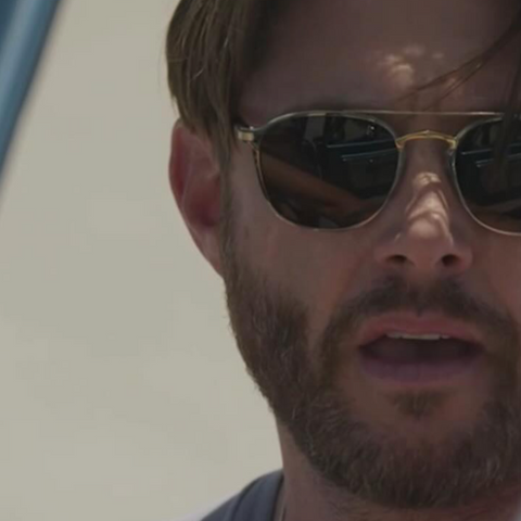 Actor Jensen Ackles was seen wearing grey and gold Cartier CT0012S 004 sunglasses in Countdown.
