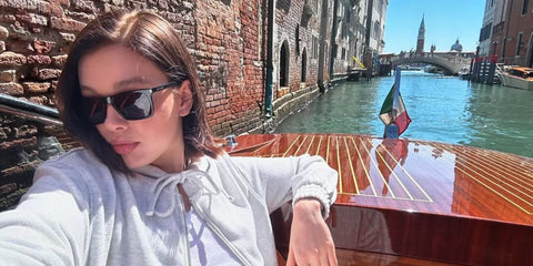 Actress Jessica Alexander was seen wearing black Saint Laurent Sun SL 668 001 sunglasses in Venice, shared through her Instagram post in April 2025.