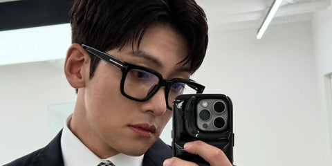 South Korean actor Ji Chang-wook was seen wearing black Tom Ford Icon Collection TF6027-B 001 Blue Control optical glasses in his Instagram post, July 2025. Shop online now on Pretavoir