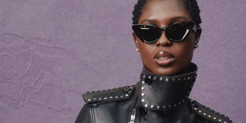 Jodie Turner-Smith wears Burberry TB Collection BE4421U 4106/87 sunglasses at the brand's Spring/Summer 2025 fashion show in London