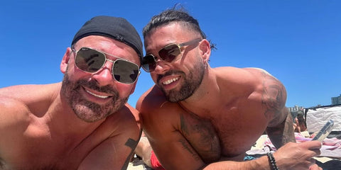 Welsh former boxer Joe Calzaghe, pictured on the left with his son Connor, was seen wearing silver Ray-Ban RB 3699 004/K8 sunglasses with Chromance Polarised lenses in Australia, shared on his Instagram post in February 2025. Shop online now on Pretavoir