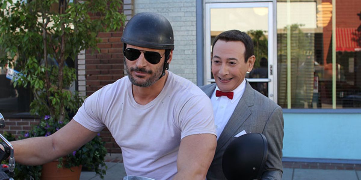 Joe Manganiello is seen wearing Ray-Ban Aviator RB 3025 L2823 Black/Green sunglasses in the 2016 Netflix comedy "Pee-wee's Big Holiday"