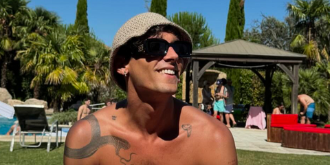 Model and television personality Joel Sanchez was seen wearing black Loewe Anagram LW40101I 01A sunglasses in his Instagram post, July 2024.