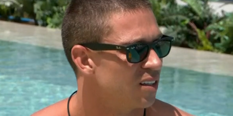 Joey Essex wearing Ray-Ban new wayfarer sunglasses on ITV's Love Island