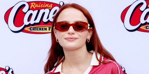 Joey King was seen wearing tortoiseshell Miu Miu MU 11WS 4BW2Z1 sunglasses with brown lenses at Raising Cane's Celebrity Party in Los Angeles, June 2026.
