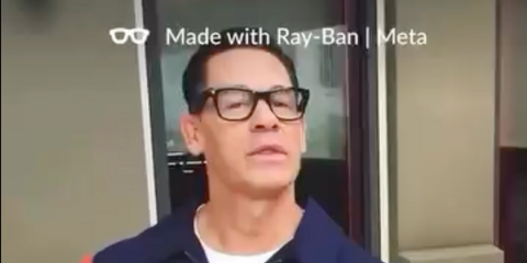 John Cena was seen wearing black Ray-Ban Meta Wayfarer RW4006 601/SB Smart Glasses in the Ray-Ban Meta video campaign