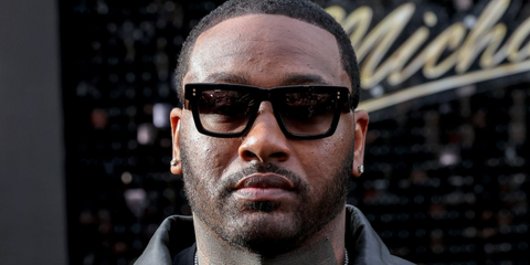 American former basketball player John Wall was seen wearing black Dita Mastix DTS712 01 sunglasses with grey gradient lenses at the Los Angeles premiere of "Michael", April 2026.