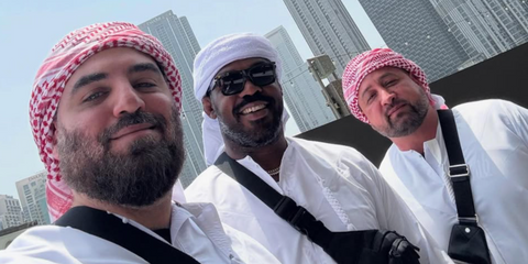 Legendary UFC champion Jon "Bones" Jones was seen wearing David Beckham DB 7000/S BOLD 086IR sunglasses in Dubai, shared on his Instagram in July 2025. Shop online now on Pretavoir